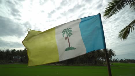 Penang-flag-wave-at-natural-coconut-plantation